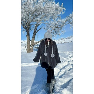 MUYUAN 「北海道初雪」v领进口短二水貂外套宽松显瘦休闲