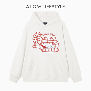 2025秋冬爆款 LIFESTYLE生活系列 ALOW 印花连帽卫衣外套 正品