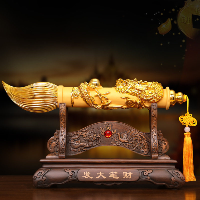 中式发大笔财树脂工艺品摆件办公室客厅酒柜装饰开业礼品厂家