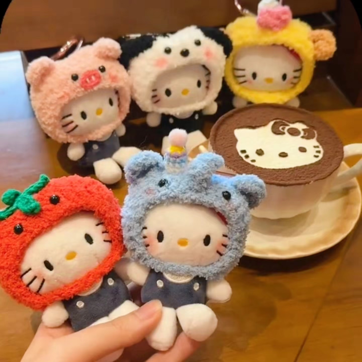 可爱糖果色系头套包包挂件冬日hellokitty猫书包挂饰公仔玩偶