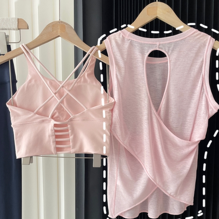 镂空交叉美背瑜伽服圆领运动瑜伽罩衫长袖上衣699