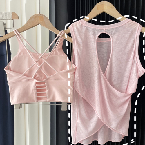 镂空交叉美背瑜伽服圆领运动瑜伽罩衫长袖上衣699