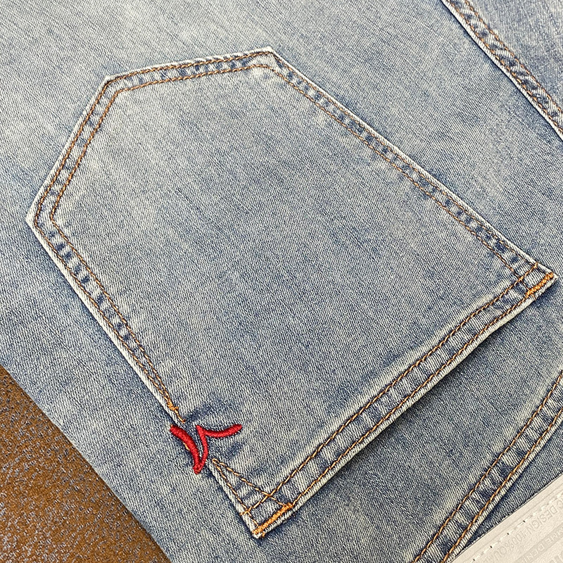 ZERODEGREENORTH 청바지 남성용 슬림핏 스몰 스트레이트 초박형 아이스 실크 다목적 캐주얼 미드 웨이스트 바지