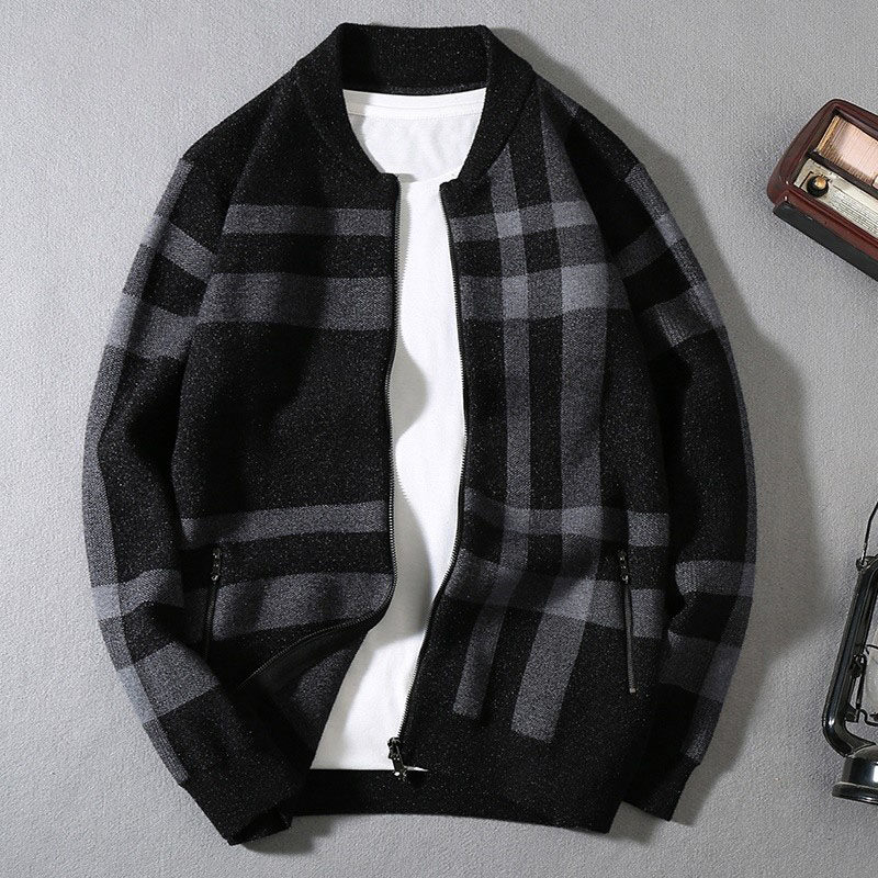 2022 봄 가을 남성 캐주얼 재킷 가디건 체크 무늬 스웨터 니트 스웨터 트렌디하고 멋지고 따뜻합니다