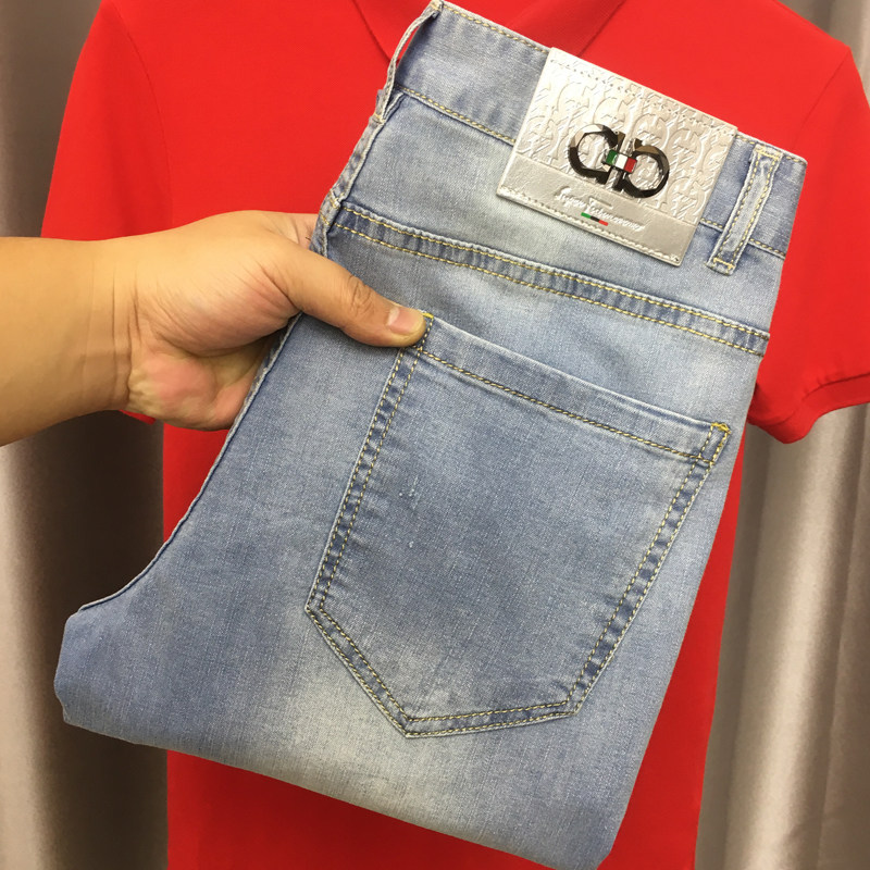 ZERODEGREENORTH 남성 청바지 신상 하이엔드 밝은 컬러의 팬츠 슬림핏 남성 트렌드