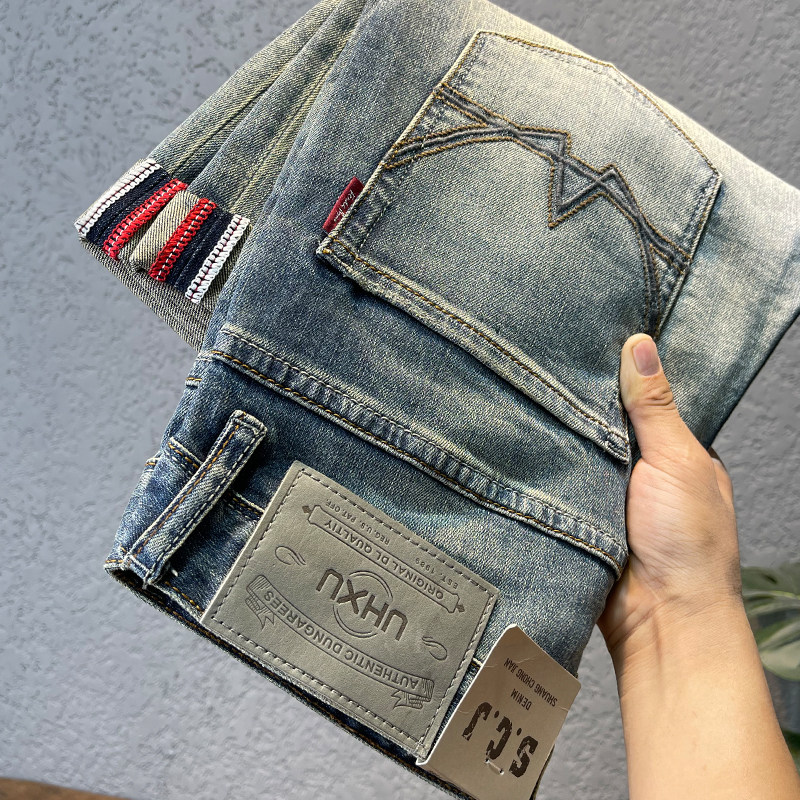 ZERODEGREENORTH 레트로 향수 워싱 청바지 남성 스트레치 슬림 스몰 스트레이트 올 매치 팬츠