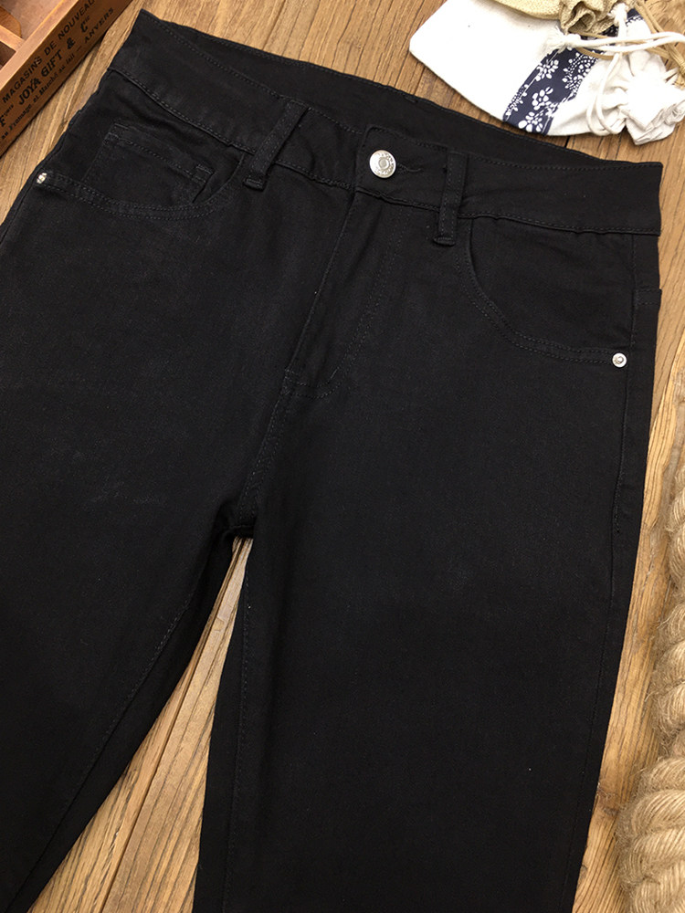 ZERODEGREENORTH 청바지 남성 가을 트렌디 하이엔드 슬림핏 캐주얼 퓨어블랙 9부 팬츠