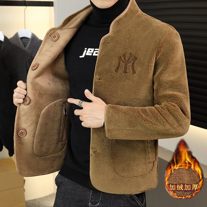 ZERODEGREENORTH 겨울 리버시블 사슴가죽 벨벳 올인원 남성 자켓 플러스 라지 램 벨벳 코트