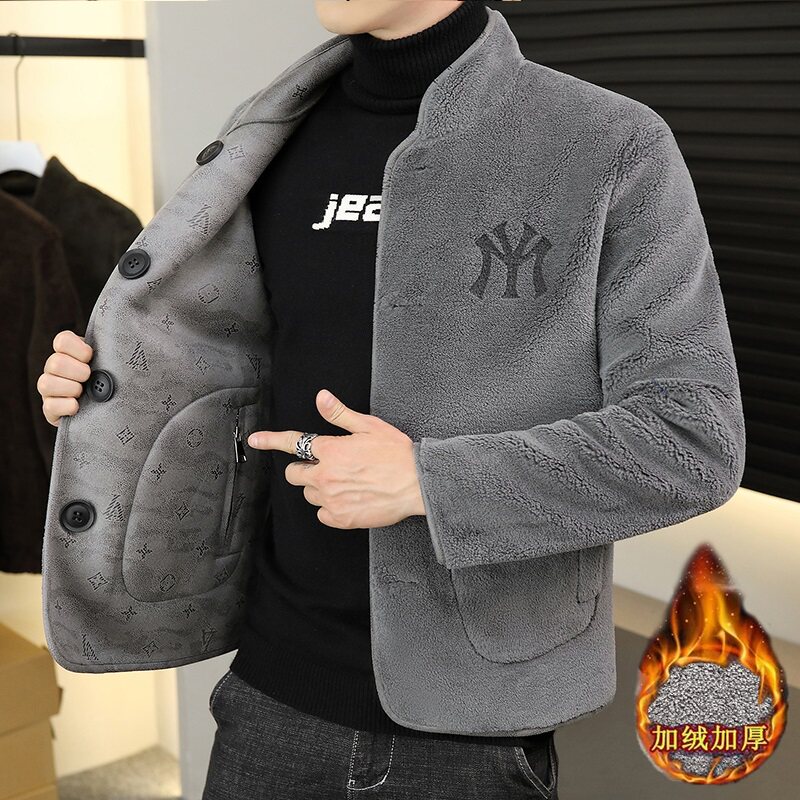 ZERODEGREENORTH 겨울 리버시블 사슴가죽 벨벳 올인원 남성 자켓 플러스 라지 램 벨벳 코트