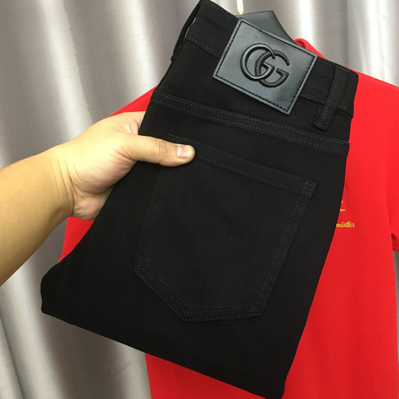 ZERODEGREENORTH  퓨어 블랙 진 남성용 슬림핏 하이엔드 올매치 패션 스트레치 팬츠