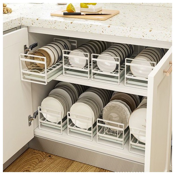 单层碗盘收纳放碗碟台面橱柜碗架小型柜内置物架厨房水槽架沥水篮