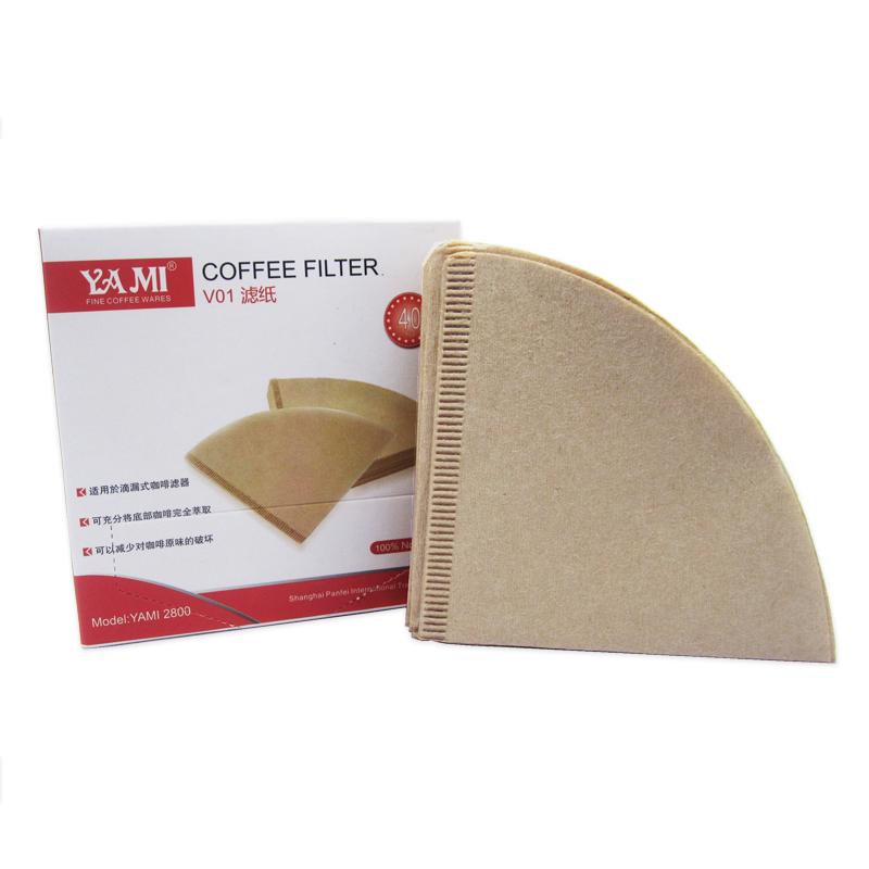 亚米V型咖啡滤纸锥形1-2人份40张咖啡粉过滤纸滴漏式咖啡壶滤纸