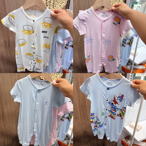 断码清仓婴儿莫代尔连体衣夏季男女宝宝短袖爬服新生儿莫代尔睡衣