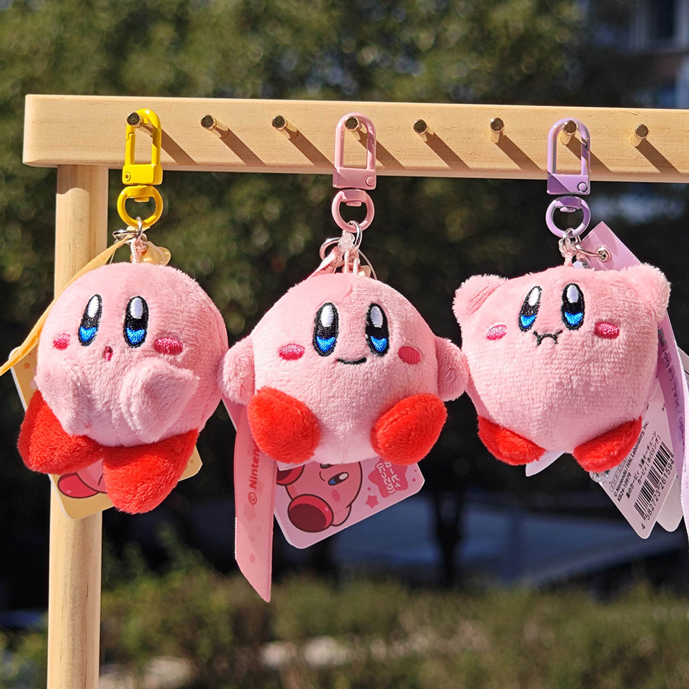 日本采购Kirby星之卡比3连钥匙链包包挂件钥匙扣卡通毛绒公仔