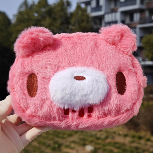 现货日本Gloomy Bear暴力熊暴走款毛绒拉链小包收纳袋便携