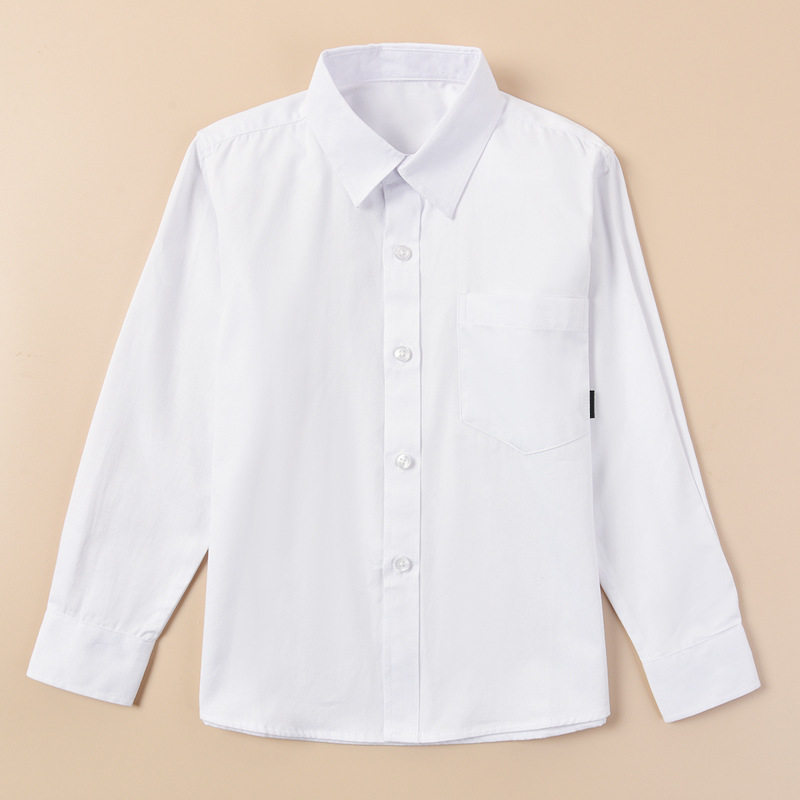 男童纯棉白色衬衫春秋款小学生校服表演出服中大儿童长袖白衬衣潮