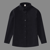蓝黑纯白色长袖 15岁学生棉衬衣 小男孩潮款 儿童牛津纺衬衫