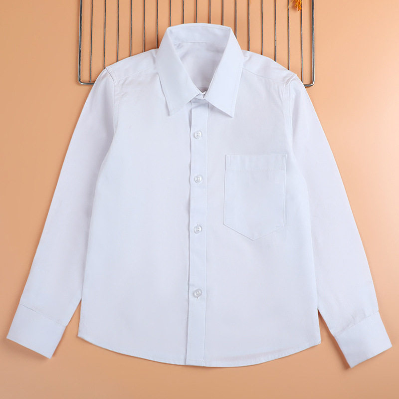 童装校服白色衬衫男童纯棉表演礼服上衣中大儿童小学生班服白衬衣