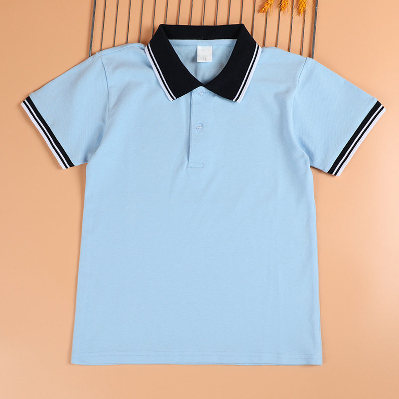 儿童polo衫短袖全棉白t恤男童女童翻领白色校服上衣中小学生班服