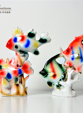 外单重工手绘小鱼摆件 年年有余桌面摆设 乔迁礼品 喜庆节日装饰