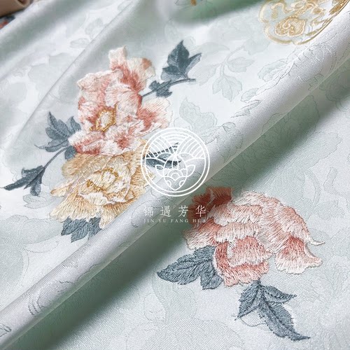 牡丹刺绣花卉面料提花汉服外套