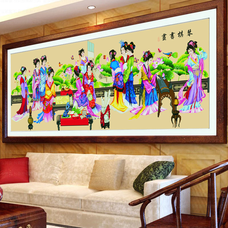 12金钗琴棋书画图十字绣梦红楼红楼群芳图十二金钗客厅挂画新款