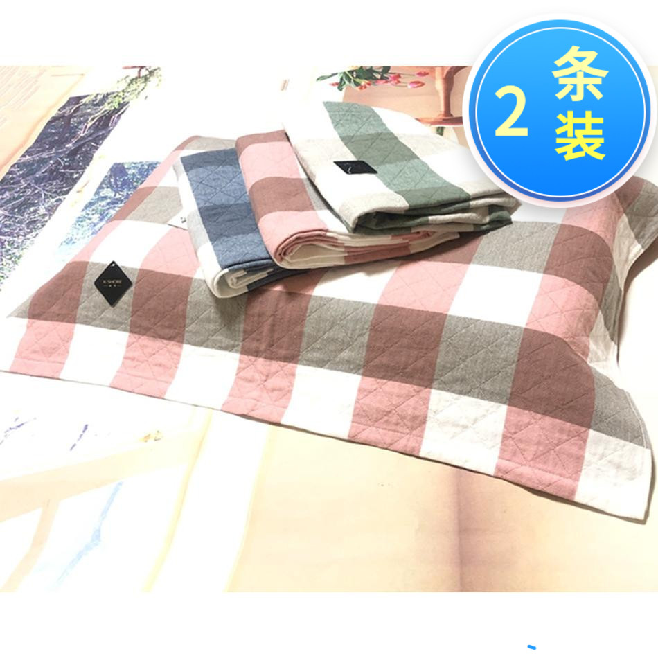 金号新款纯棉枕巾一对装简约成人情侣家用四季全棉纱布透气包邮