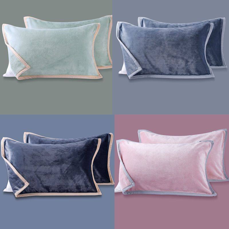 毛毛雨牛奶绒枕巾冬季加厚一对2025新款轻奢高级感枕头巾防头油