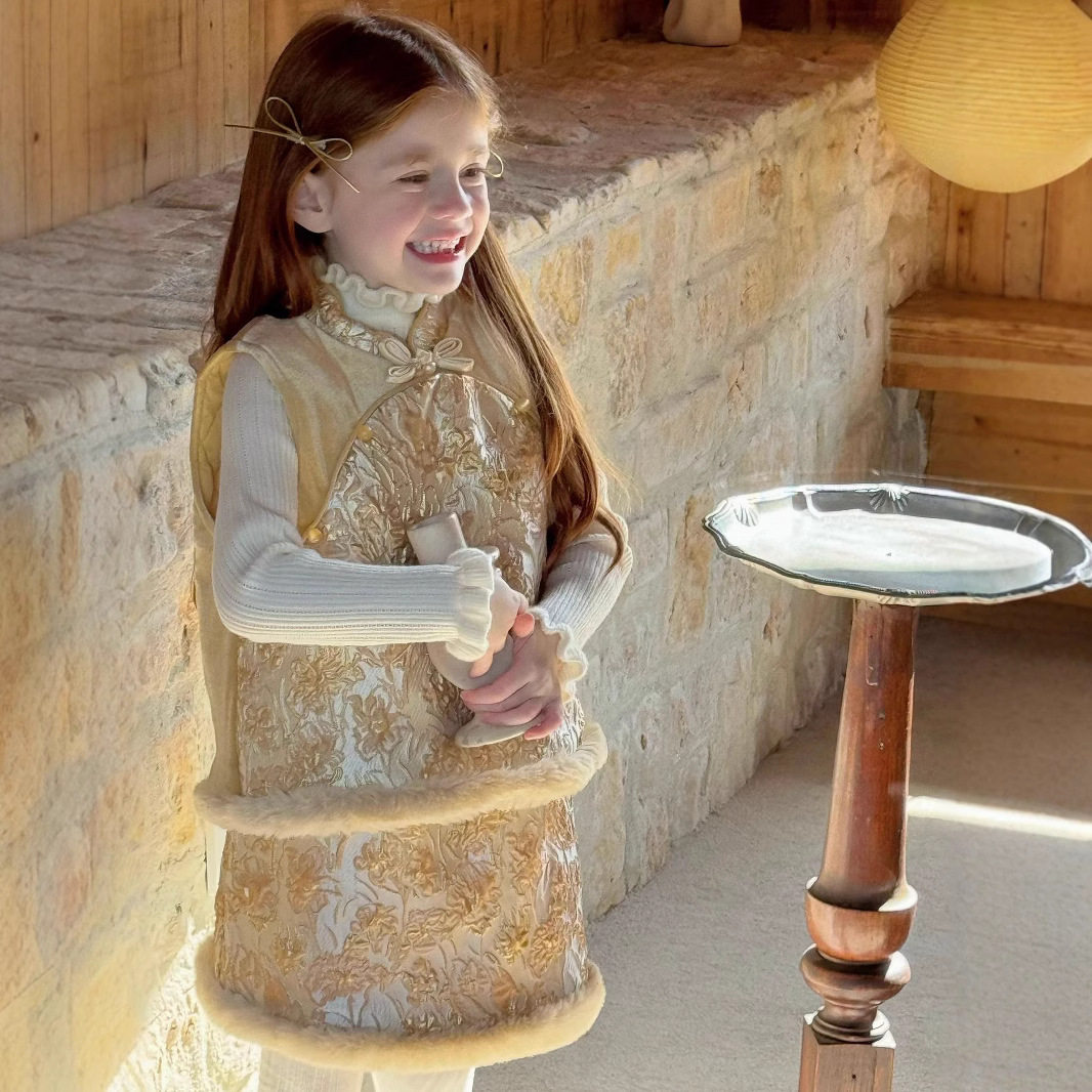 新款女童新中式夹棉马甲背心旗袍套裙冬季儿童国风富贵花开拜年服,童装/婴儿装/亲子装,汉服,淘宝优惠券,粉丝福利购,淘宝优惠卷