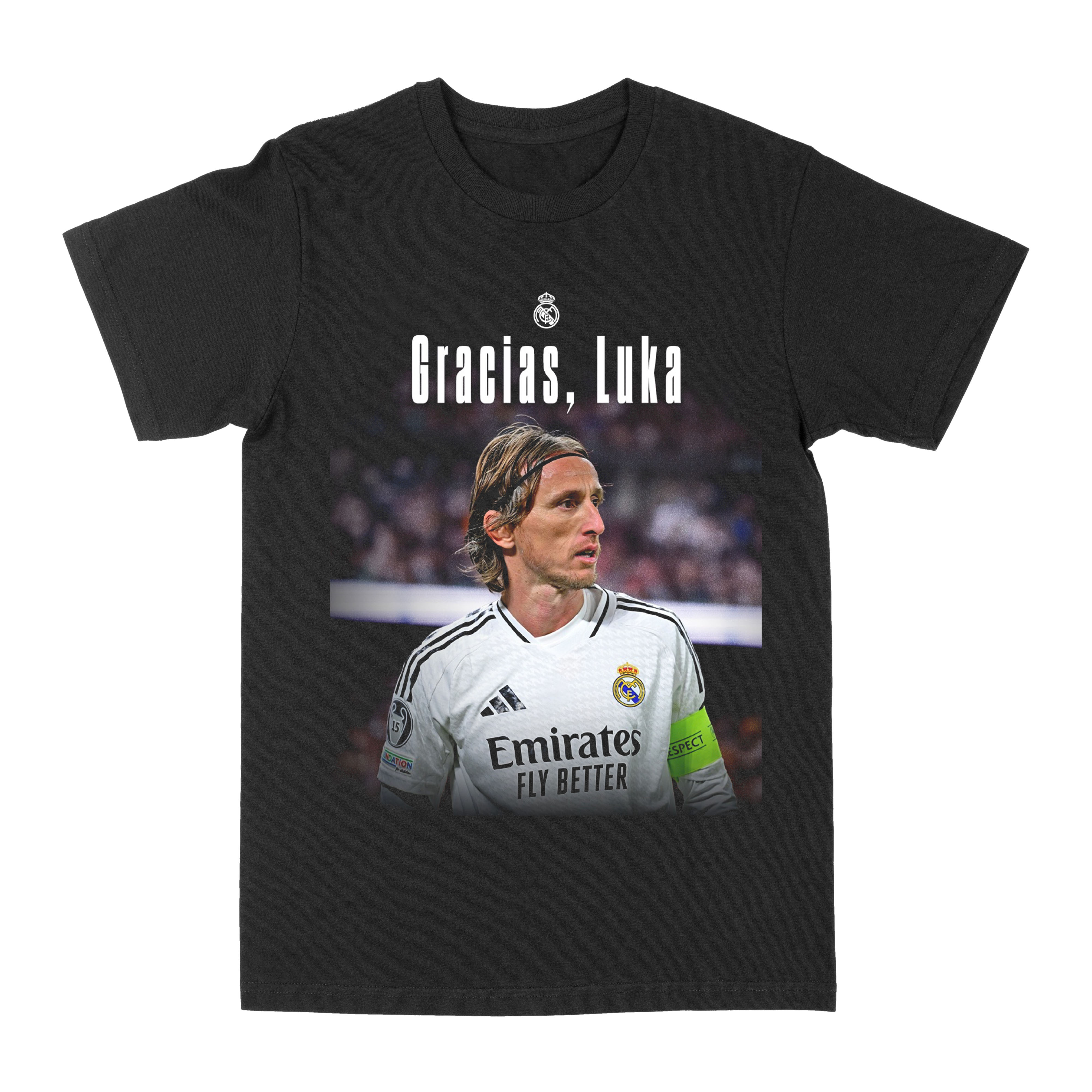 皇马莫德里奇美式复古印花T恤