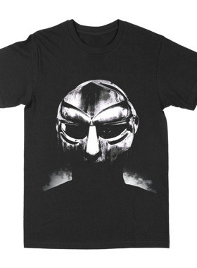 致敬面具摇滚乐美式复古短袖男女同款潮流MF Doom Homage  Face