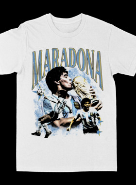 足球球王迭戈马拉多纳男女同款短袖印花美式复古T恤潮流潮牌圆领