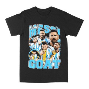 梅西世界杯美式复古男女同款美式重磅黑色短袖Messi Goat T-Shirt
