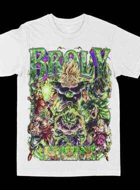 七龙珠超级赛亚人布罗利美式复古印花涂鸦风短袖男女同款潮流T恤