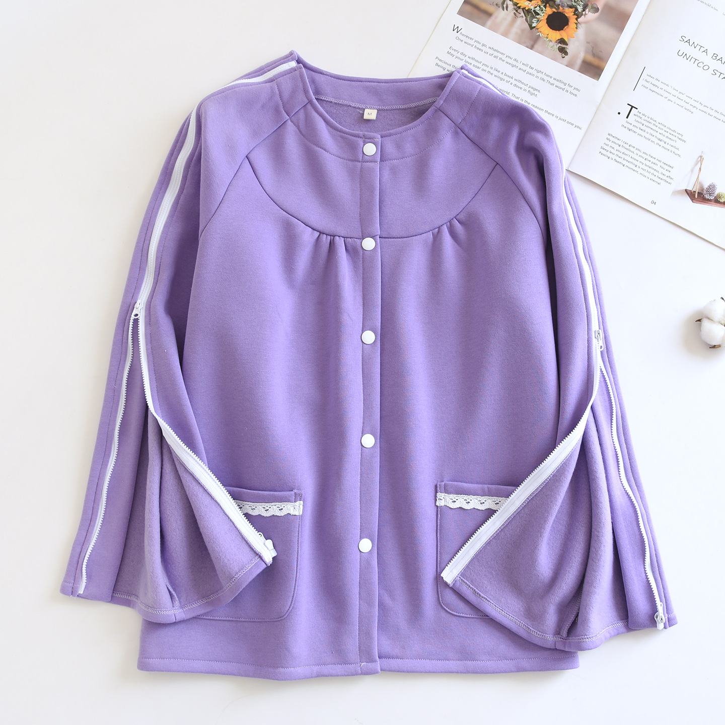 秋冬护理服加绒保暖一片式易穿脱