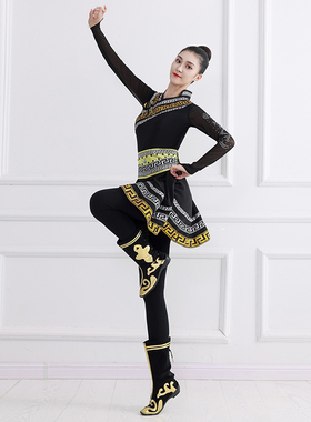 蒙古舞蹈演出服女新款少数民族练功服成人艺考舞台表演服装蒙族舞