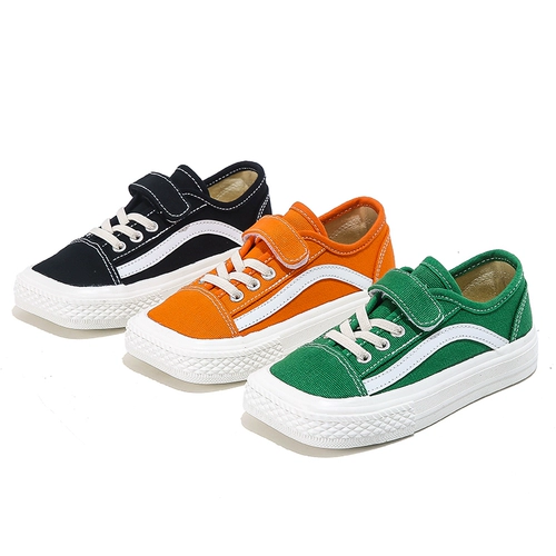 Низкие детские тканевые туфли для мальчиков на липучке, кроссовки, 2023, новая коллекция, мягкая подошва, в корейском стиле