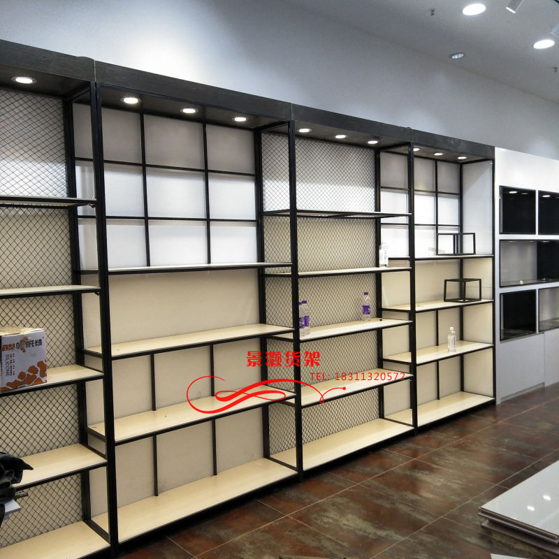 北京定制超市钢木货架铁木结合货柜母婴进口商品陈列柜男女鞋展柜