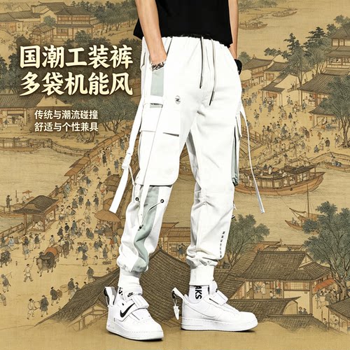 春夏男士束脚工装裤多口袋宽松日常出行运动通勤潮流百搭休闲长裤
