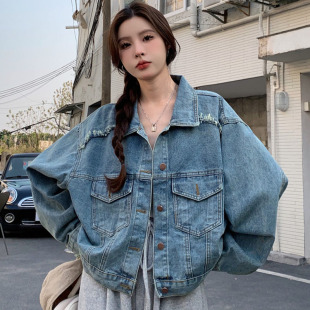 2023年新款春秋季炸街牛仔外套女宽松韩版bf嘻哈百搭慵懒风夹克潮