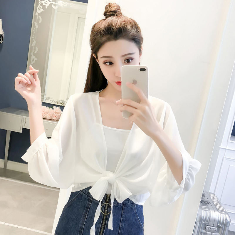 宁莎小披肩开衫薄款外套女短款外搭空调衫2019夏季新款防晒衣上衣