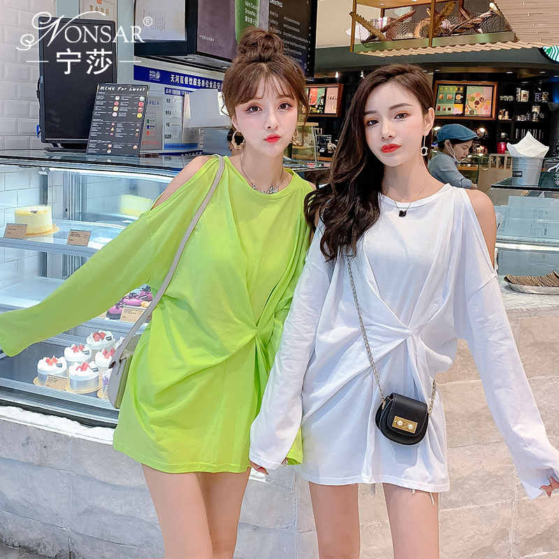 限时抢购宁莎2019早秋小心机交叉圆领针织衫