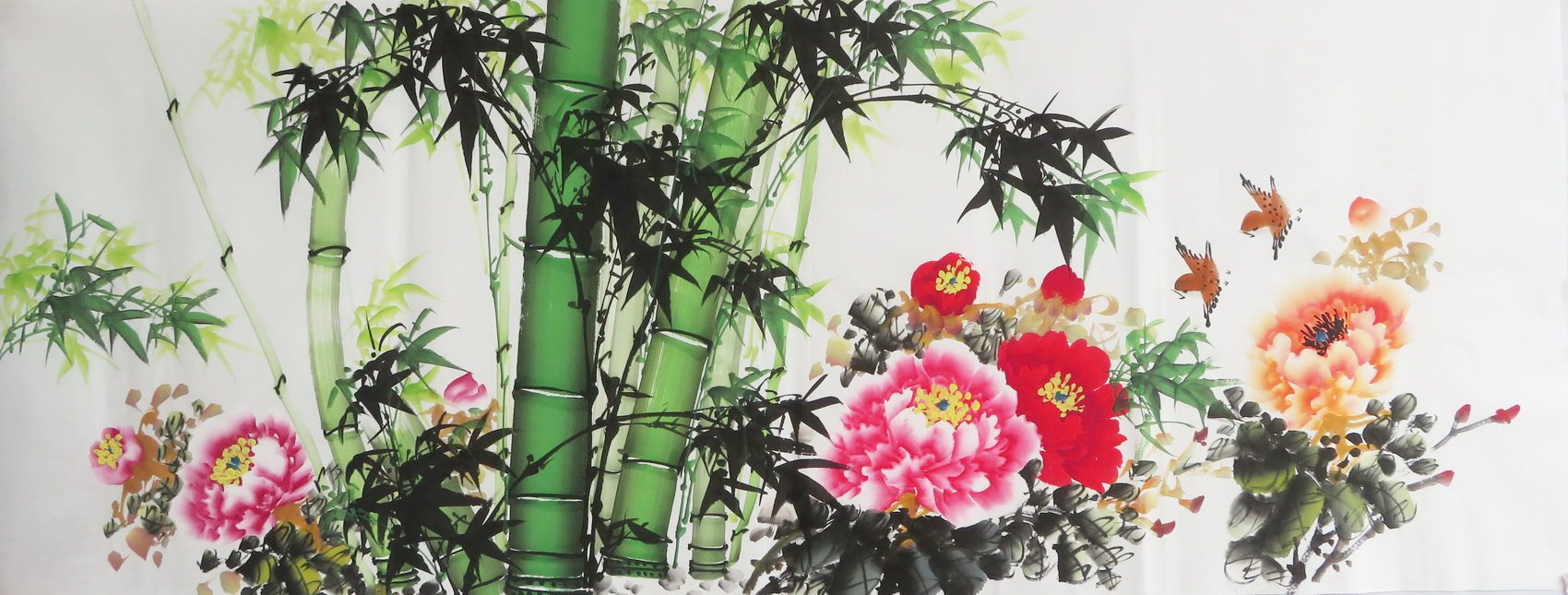 手绘花鸟牡丹竹子国画作品装饰画小六尺特价客厅字画hm9080518