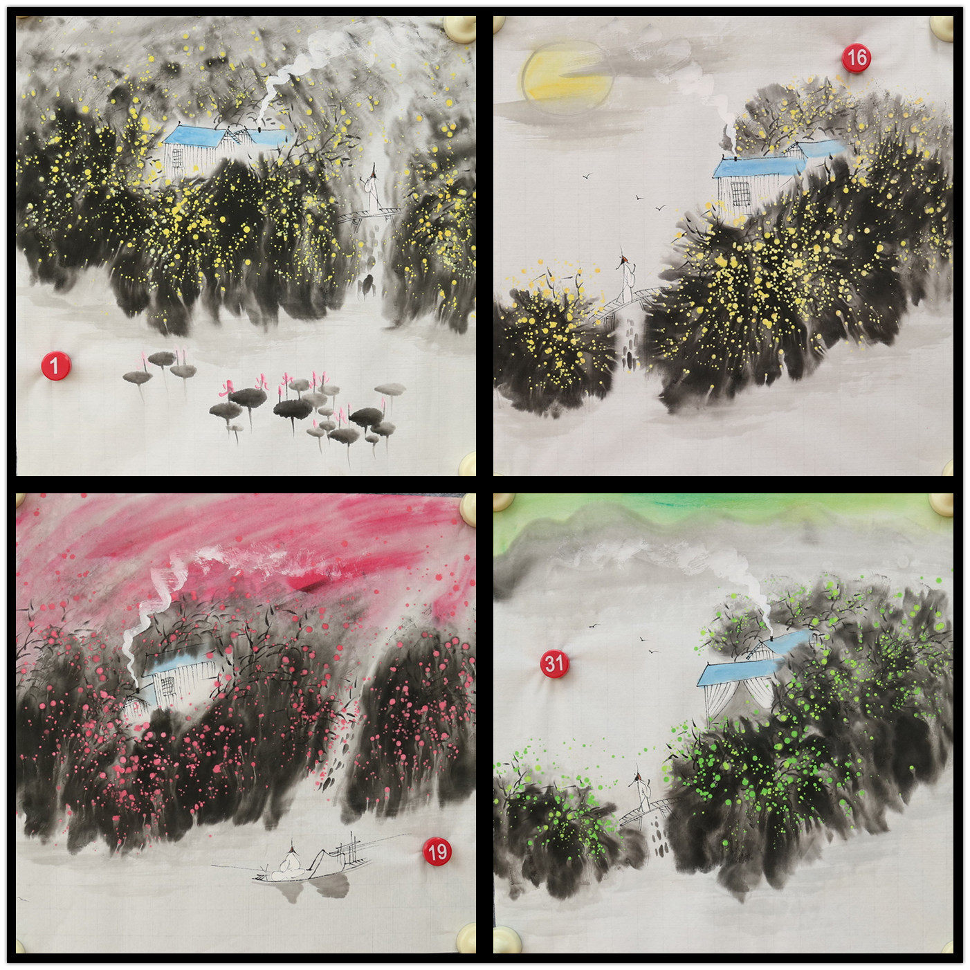 宝墨轩手绘小品国画人物山水禅意画客厅装饰挂画特价HA57901-10