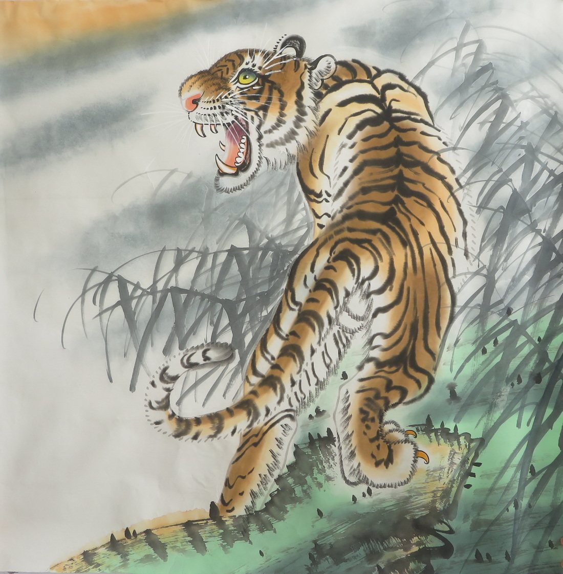 手工画芯国画作品老虎图客厅装饰挂画特价中式现代宣纸宝墨轩E-i.