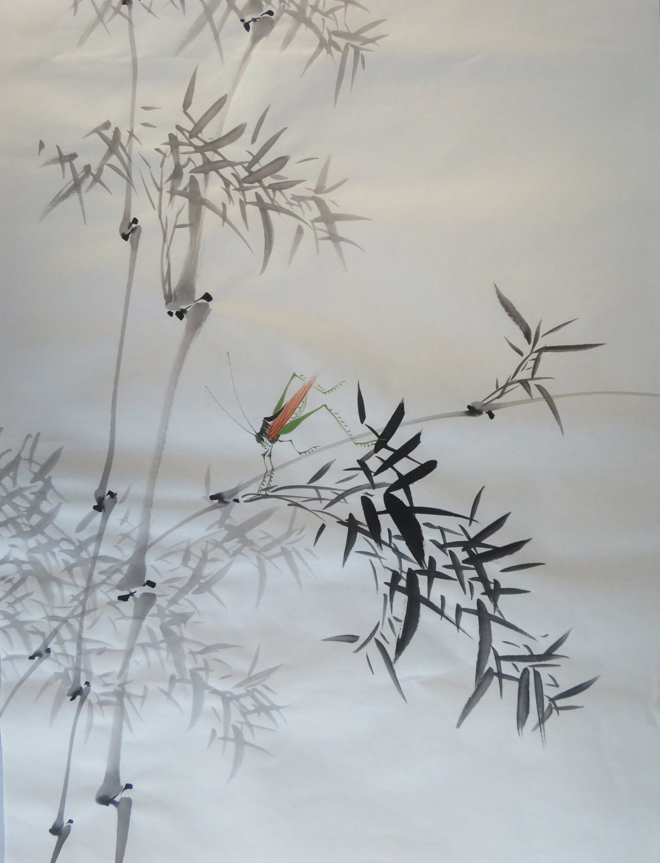 竹子水墨花鸟画国画作品客厅装饰挂画特价手绘画45x34厘米e86-22