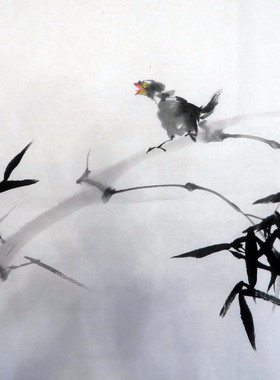 手绘大写意花鸟画国画客厅装饰挂画无款画芯三尺斗方特价HH531207