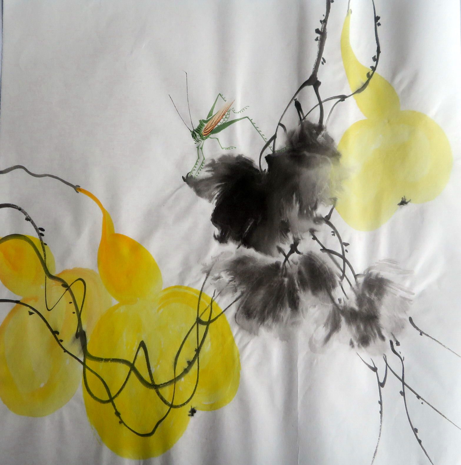 手绘花鸟国画葫芦福禄双全图四尺八开客厅玄关无框装饰挂画e58-3