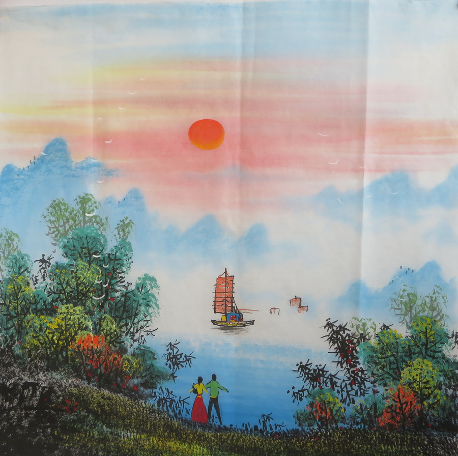 水墨国画山水鸿运当头客厅字画装饰挂画四尺斗方手绘特HG2030836