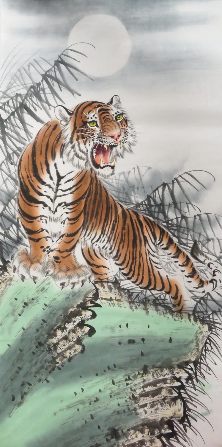 手绘国画水墨画虎 图片 价格 多少钱 什么值得买